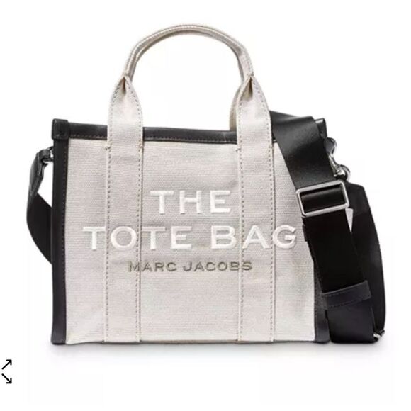 MARC JACOBS Cotton Canvas The Traveler Tote Bag Beige nwt - Picture 1 of 11